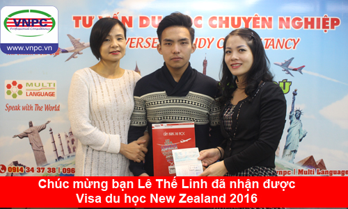 Chúc mừng bạn Lê Thế Linh đã nhận được Visa du học New Zealand 2016