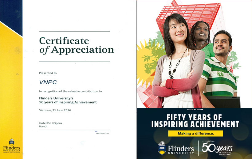 Đại học Flinders Úc vinh danh đóng góp của tư vấn du học VNPC nhân dịp kỷ niện 50 năm thành lập trường