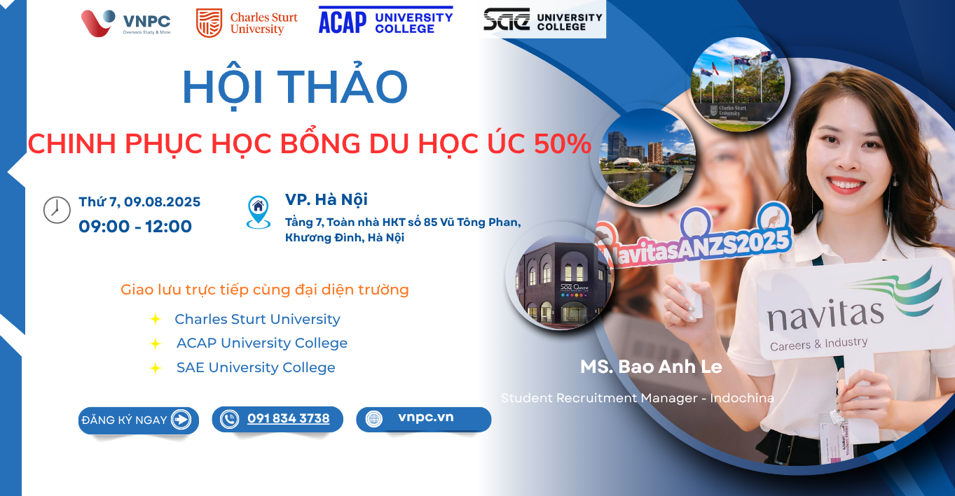 Hội Thảo: Chinh Phục Học Bổng Du Học Úc 50%