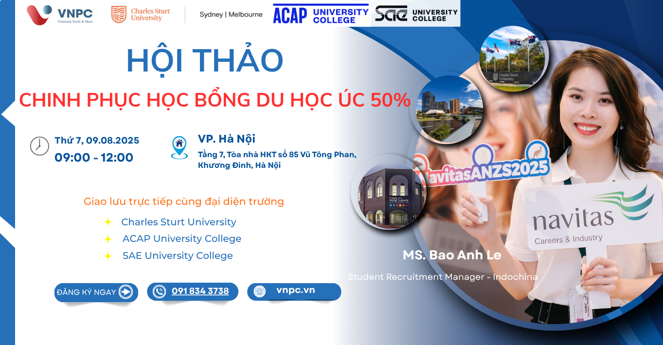 Hội Thảo: Chinh Phục Học Bổng Du Học Úc 50%